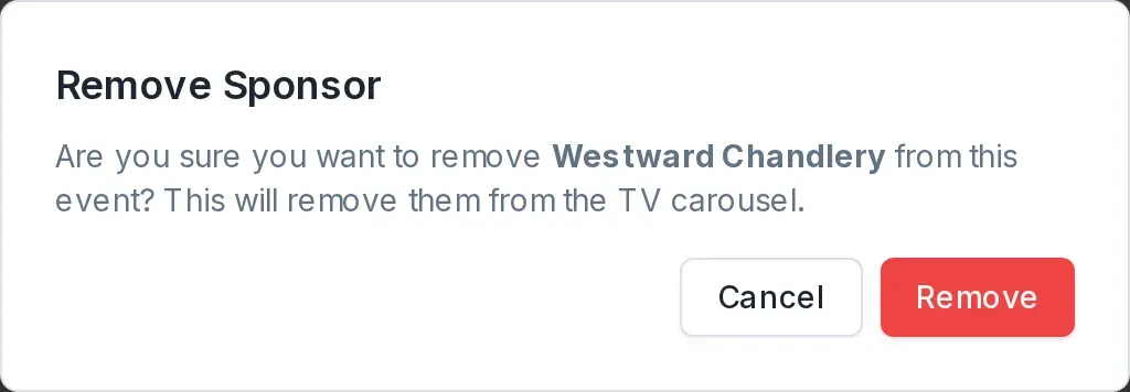 The Remove Sponsor confirmation dialog.