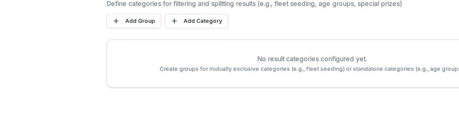 The Categories tab with the Add Group and Add Category buttons.