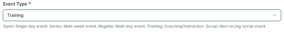 The Event Type field set to Training.