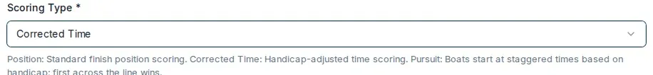 The Scoring Type field set to Corrected Time.