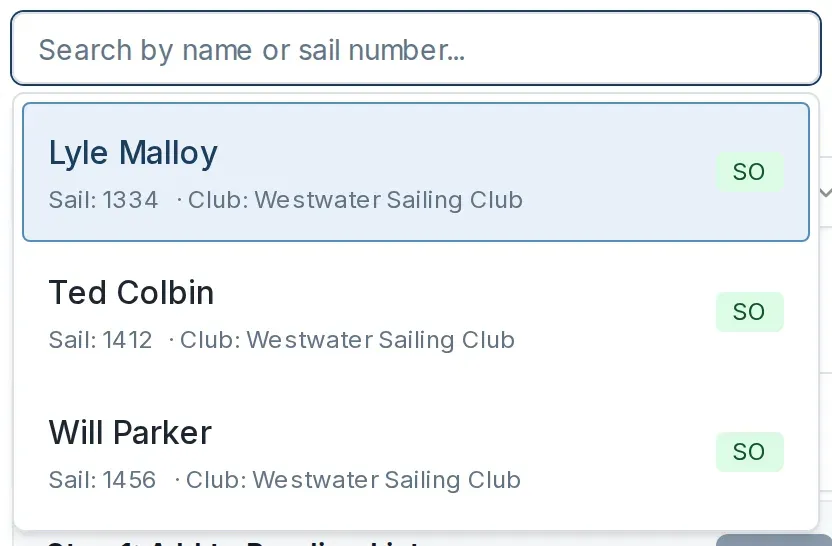 Browsing the available boats with the down arrow.