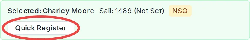 The Quick Register button for an unregistered sailor.