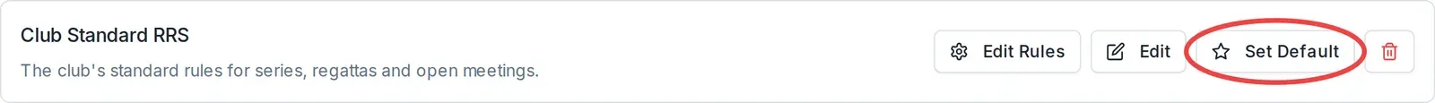 A scoring template row with the Set Default button.