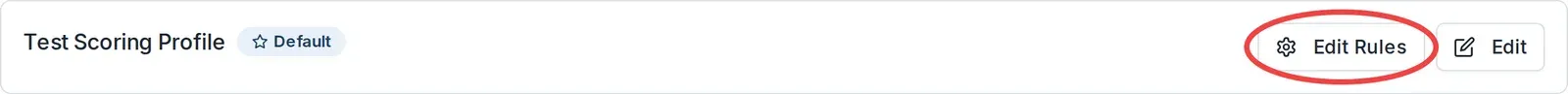 The Edit Rules button, circled, on a scoring profile's row.