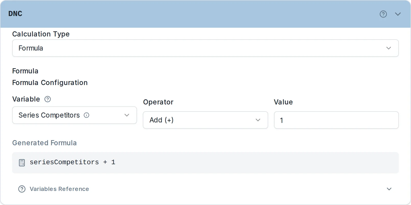 A scoring code expanded to show the Calculation Type options.